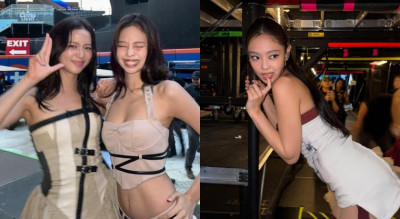 Jennie穿高衩泳衣趕飛機！韓網罵太曝露 Jisoo偷瞄被抓包
