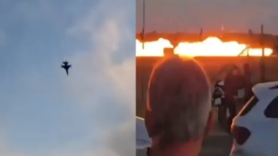 波蘭F-16戰機航空展綵排墜毀！爆炸現場拉出巨大「火龍」