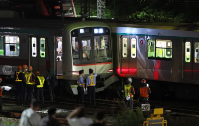 東京交通大亂！日本電車「相撞出軌」　旅客：聽見「嘎嘎嘎」巨響