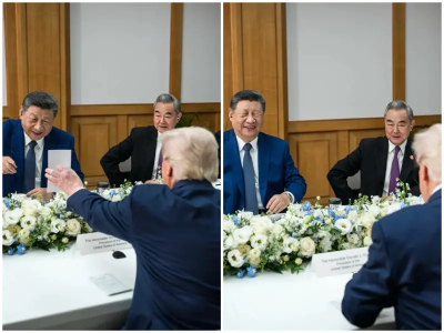 白宮釋出川習會新照！川普秀「神祕小卡」　習近平笑瞇眼掀熱議