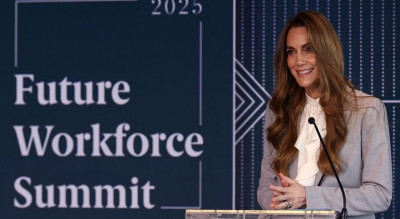 凱特王妃灰色西裝這樣搭太優雅！鑽石耳環成亮點 靈感竟來自夏綠蒂公主