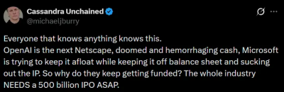 「大賣空」麥可貝瑞：OpenAI註定失敗　將成下一個網景