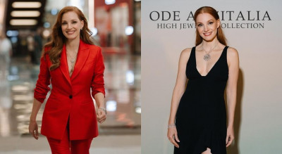 影後潔西卡雀絲坦穿衣沒再怕！從深V西裝到高衩禮服全都完美駕馭