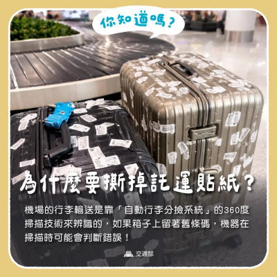 搭機前沒做「這件事」恐害行李迷路　交通部：請忍痛跟「它」再見