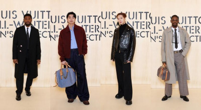 孔劉一身酒紅現身LV大秀成功博版面！2026秋冬男裝週前排星光較勁