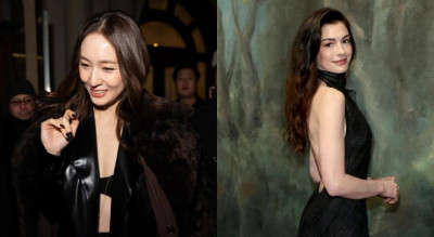 Krystal單穿黑色Bra炸出「川」字強勢重返主場！安海瑟薇轉身洩裸背爭豔