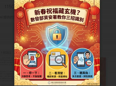 春節祝福藏玄機？數發部教戰3步驟　辨識新年社交工程陷阱