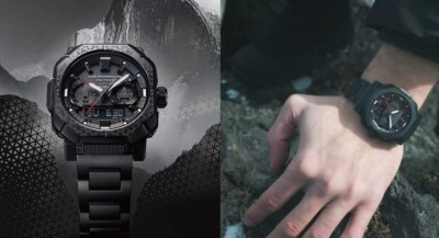 PRO TREK運動錶勇闖山林 聯名White Mountaineering披黑袍 耐磨H型鈦金屬鍊帶無懼惡劣環境