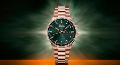 美度MIDO紳士錶Commander綠金配色超奢華！日期星期搭抗磁機芯 確保精準