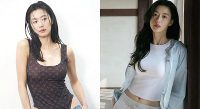 全智賢極品身材撐爆白T！手插褲腰、回眸撥髮超放電 女神隨便穿都美