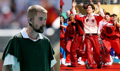 BTS合體炸裂世界盃中場秀、足球元素穿上身！小賈斯汀木吉他獻唱成反差