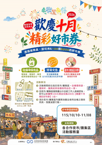 國慶連假逛夜市也能省！100元換200元好市券　兌換資格一次看