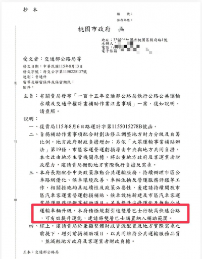 白紙黑字在這！稱桃園沒申請雙層巴士補助　詹江村甩公文轟公路局